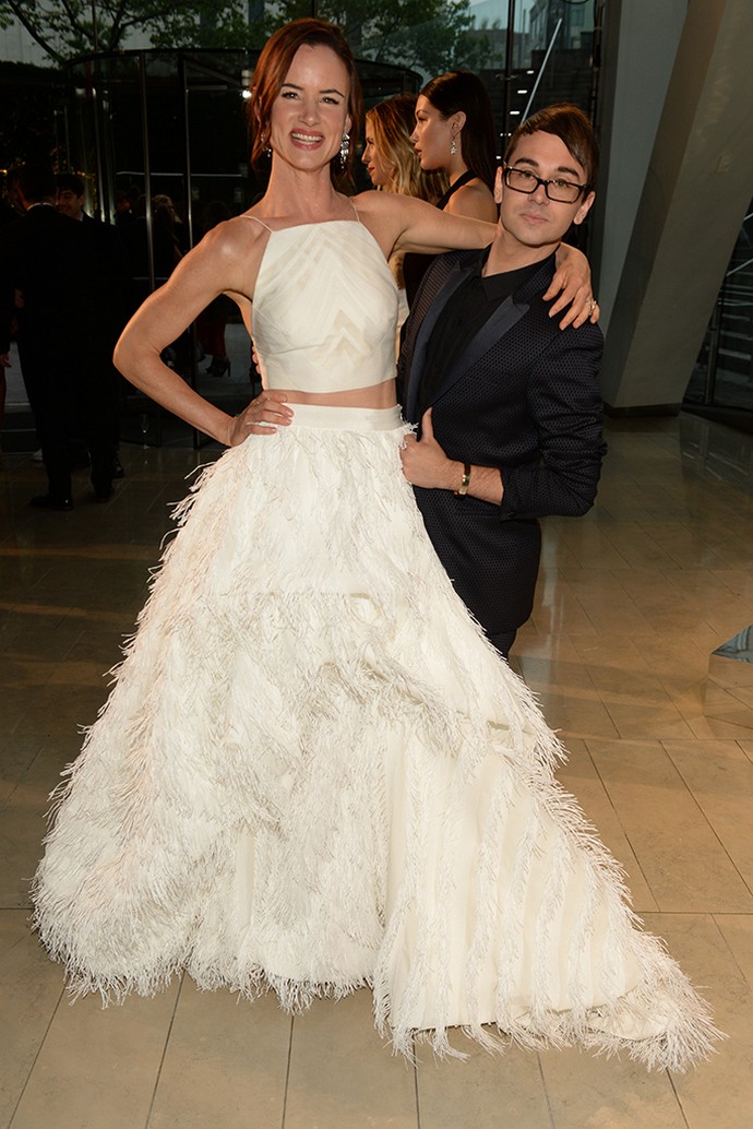 Juliette Lewis in Christian Siriano with the designer.