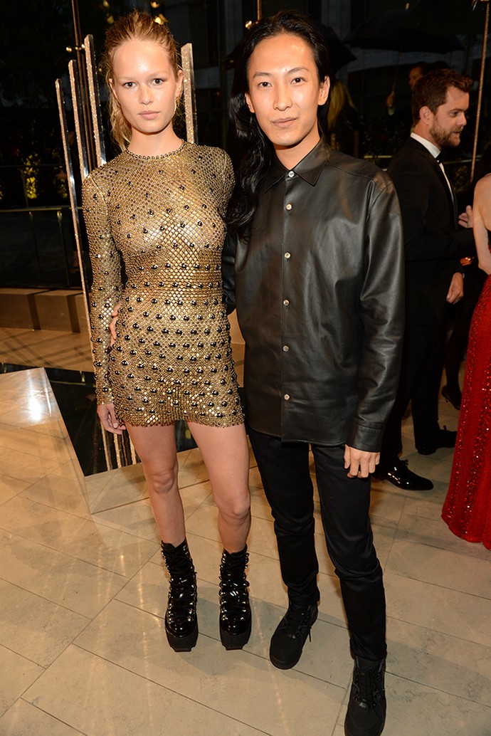 Anna Ewers in Alexander Wang with the designer.